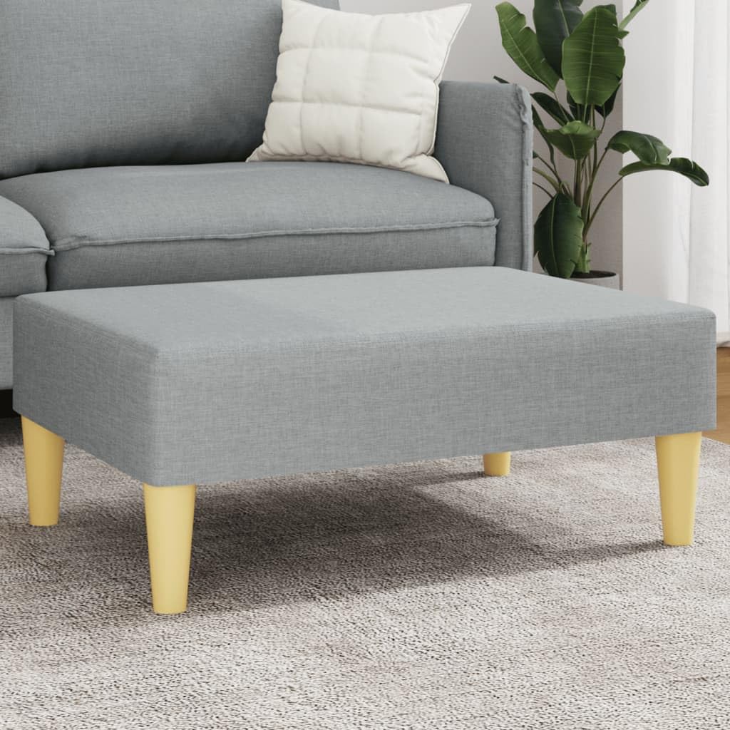 Fußhocker, hellgrau, 77 x 55 x 31 cm, aus atmungsaktivem Stoff, Rahmen aus robustem Sperrholz, modernes und kompaktes Design für Sofa oder Liegestuhl, Sitzerhöhung