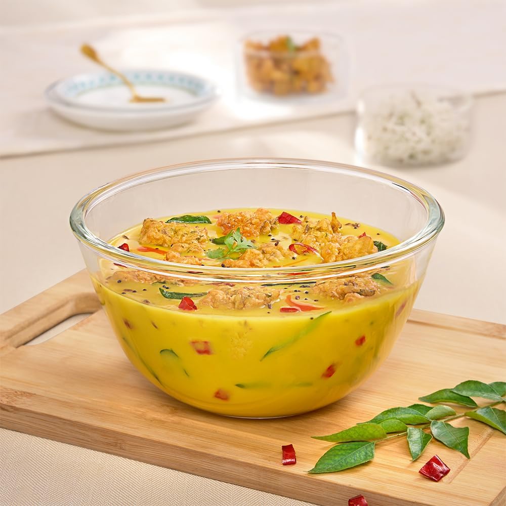 BOROSIL BOROSILICATE ROUND GLASS MIXING BOWL OVEN SAFE MIXING BOWL GLASS SERVING BOWL 900 ML