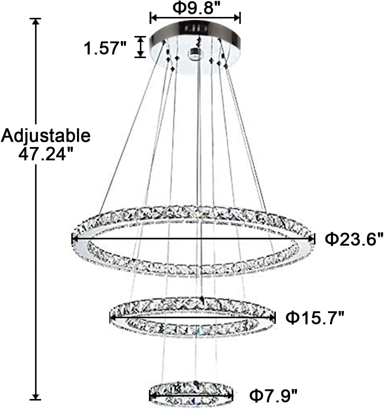 Exclusive Arxeel Modern Crystal Chandelier, Contemporary Led Ceiling Lights Fixtures Pendant Lighting for Living Room Bedroom Restaurant Porch Dining Room (3 Rings,Dia 23.6+15.7+7.9) Best Deal Arxeel Modern Crystal Chandelier, Contemporary Led Ceiling Lights Fixtures Pendant Lighting for Living Room Bedroom Restaurant Porch Dining Room (3 Rings,Dia 23.6+15.7+7.9)