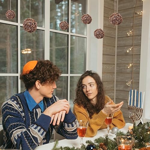 Miniatura 2 de Bolas de mimbre de mimbre de 810127.9 in, bolas de vid naturales hechas a mano, adornos decorativos para manualidades, fiestas, bodas, mesas,