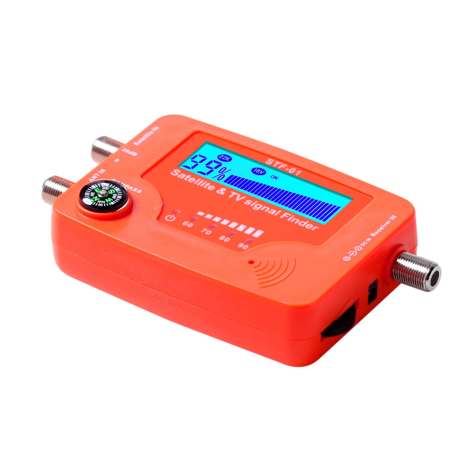 HUIOP Localisateur de signal satellite et TV 2 en 1 avec écran LCD - Détecteur de signal satellite numérique portable - Antenne TV - Indicateur de force de signal avec boussole et alarme sonore