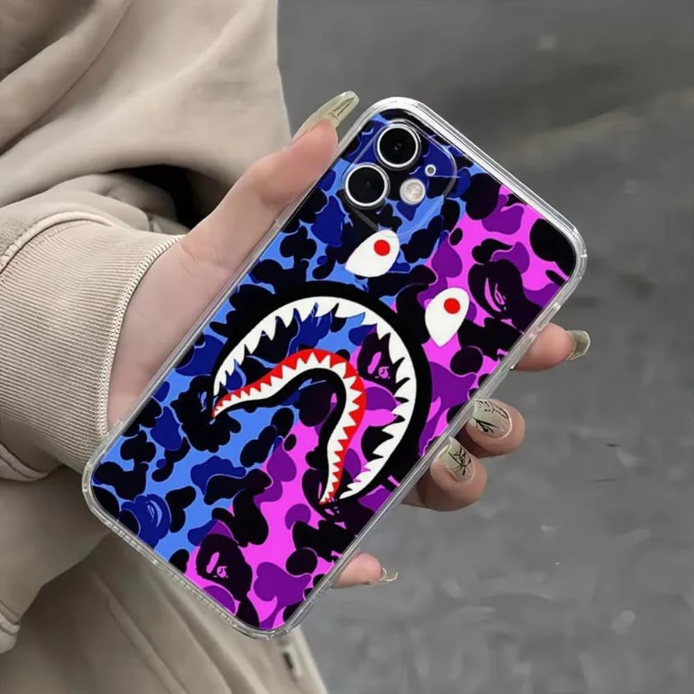 Amazon.co.jp: エイプ スマホケース サメの口 青紫色 迷彩柄 2026新型