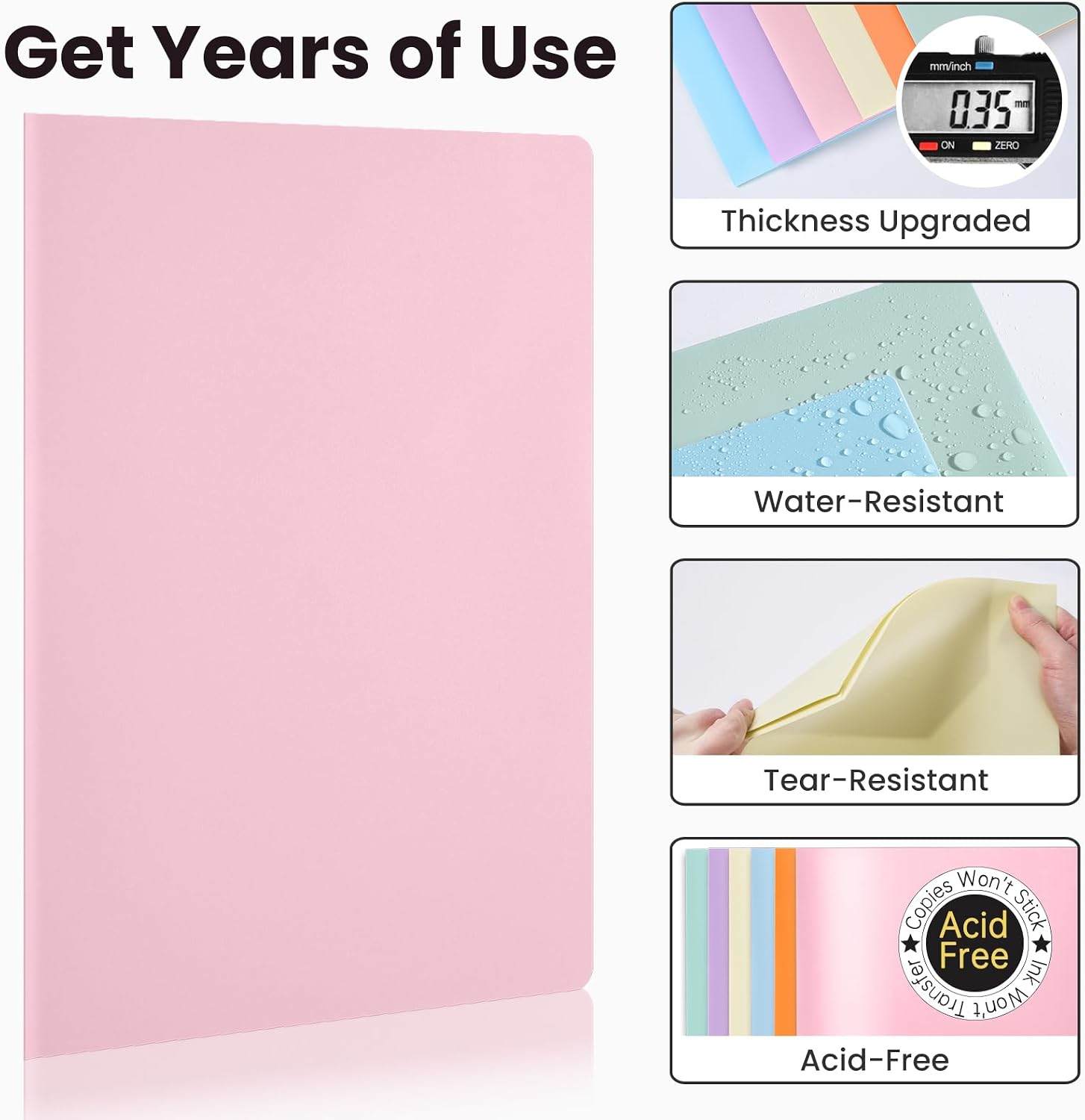 Sooez 7Pack Folders with Pockets, Plastic Pocket Folders with Extra Labels image 3