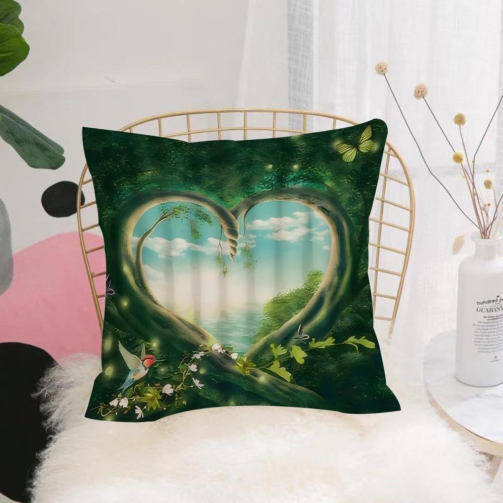 HYMSXW Cushion Cover,Throw Pillow Case Home Decorative for Living Room Bedroom Sofa Chair 20X20 Inch,Fantasy, magic, forest, fairyland, fairy tale, jungle, trees, flowers, branches,Pillowcase 50X50cm