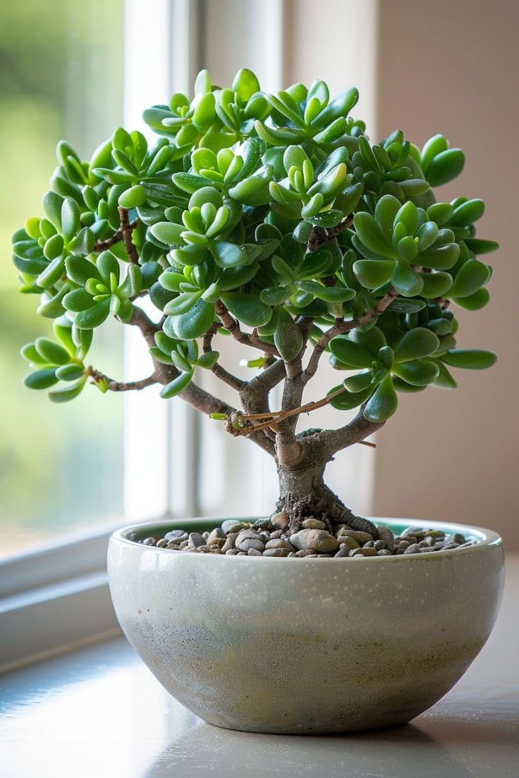 Jade Plant Live Crassula Ovata, Lucky Money Indoor Succulent, Bonsai Style, Green, Air Purifying, Easy Care, (Pack of 1)-image-31