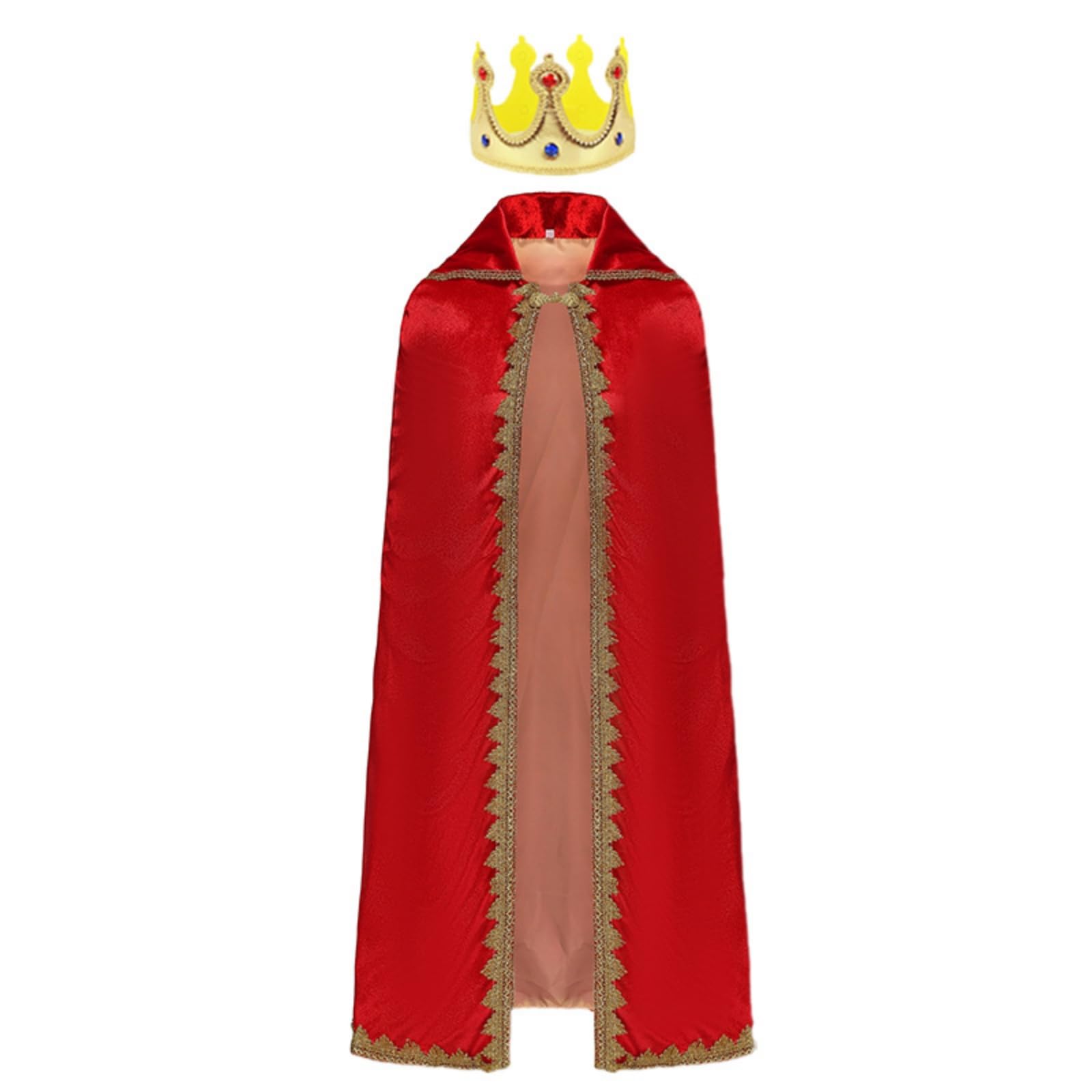 Mantello per Bambini Mantello Regale Costume Tunica Corona in Poliestere con Collo Alto Apertura Frontale E Finiture Ornate Adatto per Recite