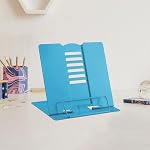 MSDADA Small Desk Book Stand Metal Reading Rest Book Holder Adjustable Cookbook Documents Holder Portable Sturdy Bookstands for Recipes Textbooks Tablet Music Books(Purple)