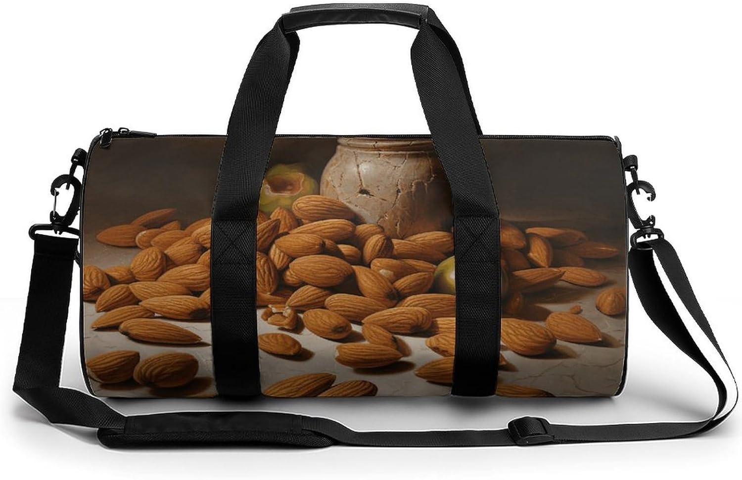 Almonds And Jars Gym Bag Hand-held Fitness Bags Cylindrical Fitness Bag with Shoe Large Compartment Duffle Bags for Travel Sports Unisex