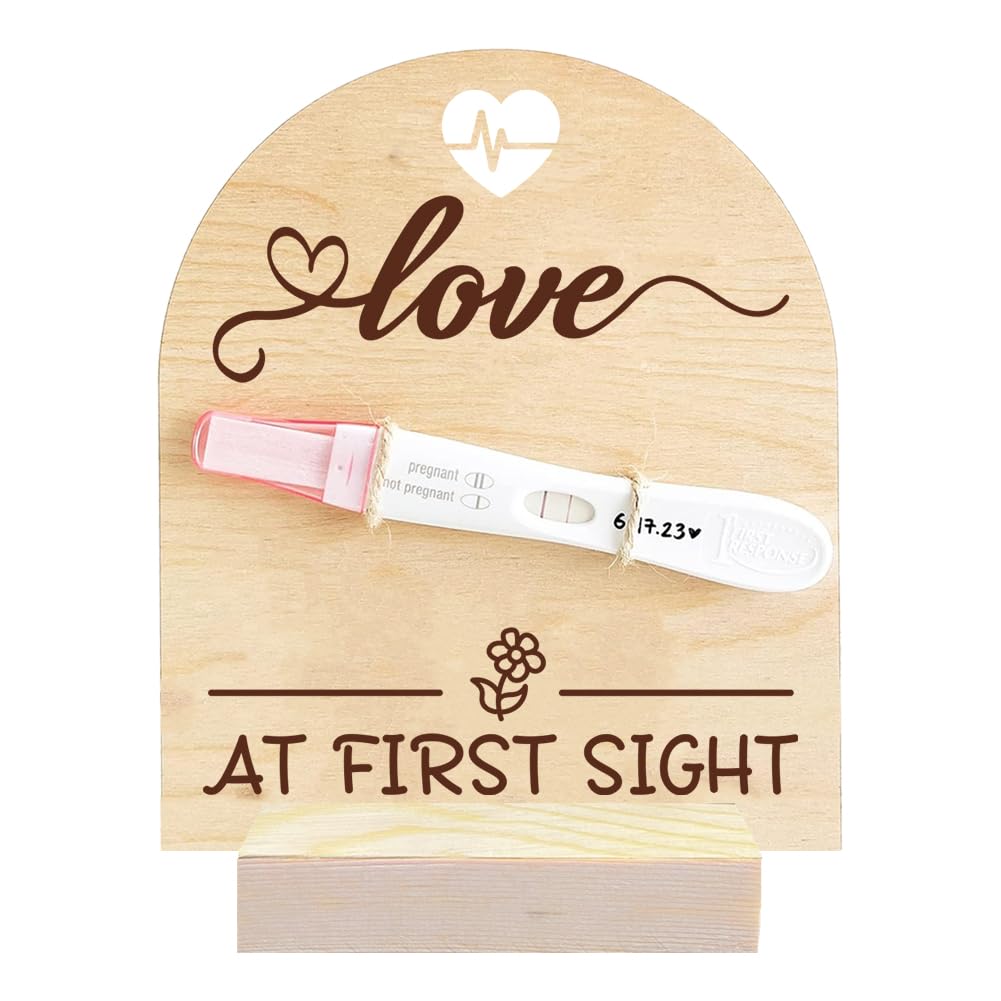 FREEBLOSS Wooden Pregnancy Announcement For Dad Electrocardiogram Heart Pregnancy Test Keepsake Wooden Sign Baby Surprise Pregnancy Announcement Sign Fun Ways to Announce Pregnancy To Be Gifts โ image 1