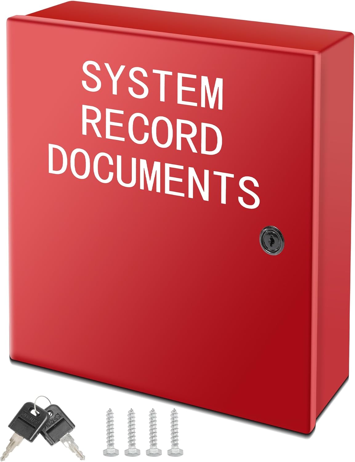 12 x 12 Inch System Record Documents Enclosure System File Cabinet Locking Document Storage for Office Home with Key and Mounting Screws, Red