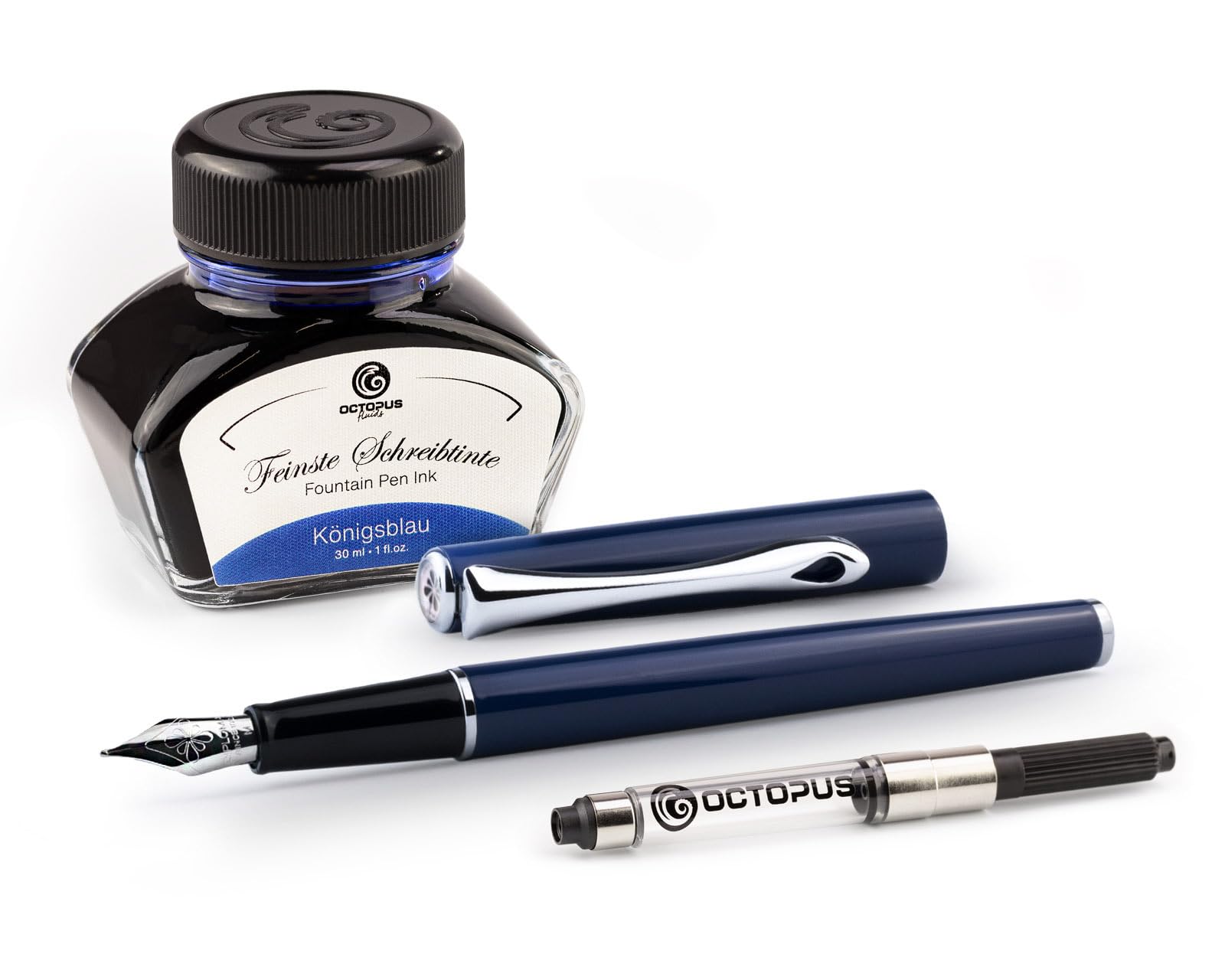 Octopus Diplomat Traveller Navy Blue Metal Fountain Pen Set with Writing Ink and Converter Writing Set, 30 ml — image 1