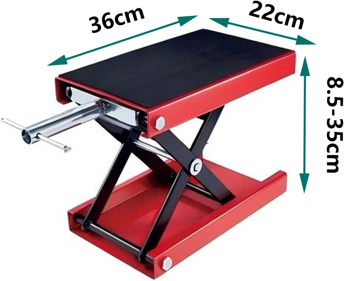 500KG Motorcycle Scissor Lift Jack, Heavy-Duty Jack Lift with Hand Crank, Adjustable Height (8.5–35cm) Paddock Stand for Workshop Garage Motorbike Maintenance