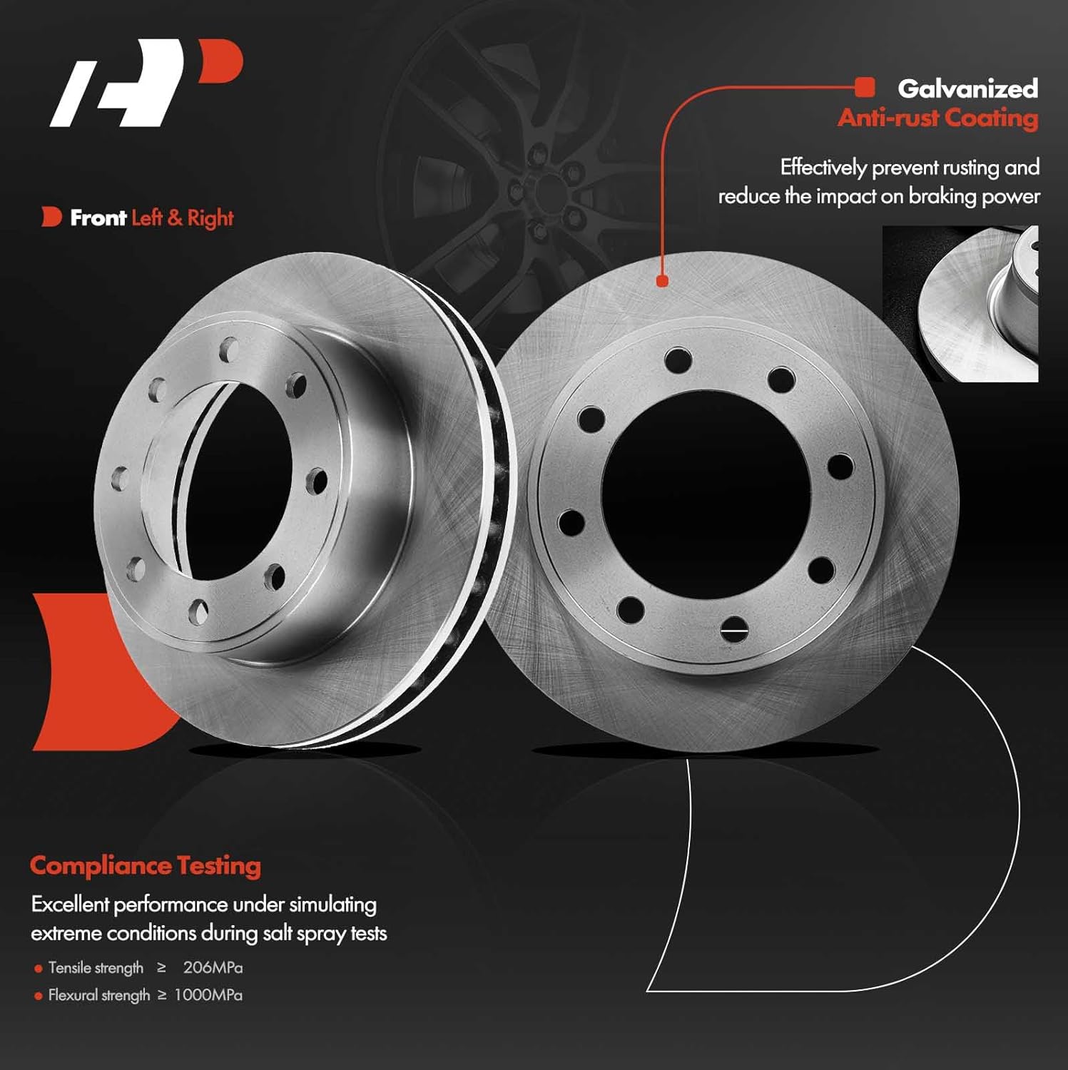 A-Premium 13.03 inch (331mm) Front Vented Disc Brake Rotors Compatible with Select Ford Models - Excursion 2000-2005, F250 F350 F450 Super Duty 1999-2004, F550 Super Duty 2005, 4WD, 2-PC Set