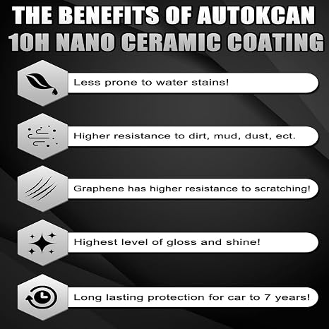 Ceramic Coating Car Nano Graphene Coating Car Liquid Glass Car Coating 10 Years of Long Lasting Protection, High Gloss, Super Hydrophobic, Anti Scratch, Anti Chemical Stain Etching (60ML-10H)