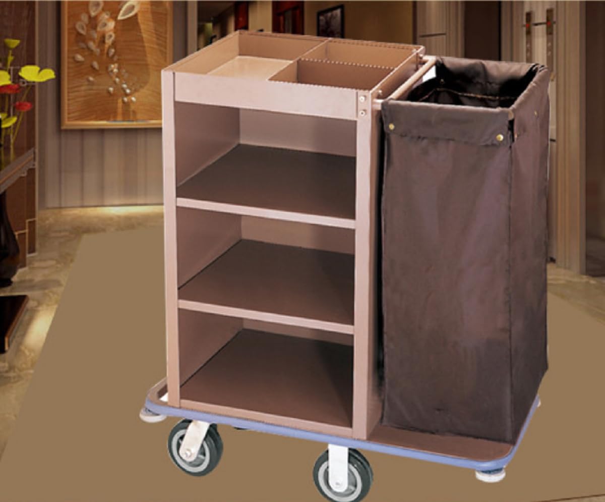 Carrello per Hotel Multifunzionale Industriale con Serratura, Carrello per Pulizie Tradizionali Commerciali per camere, Servizio di Pulizia.,A