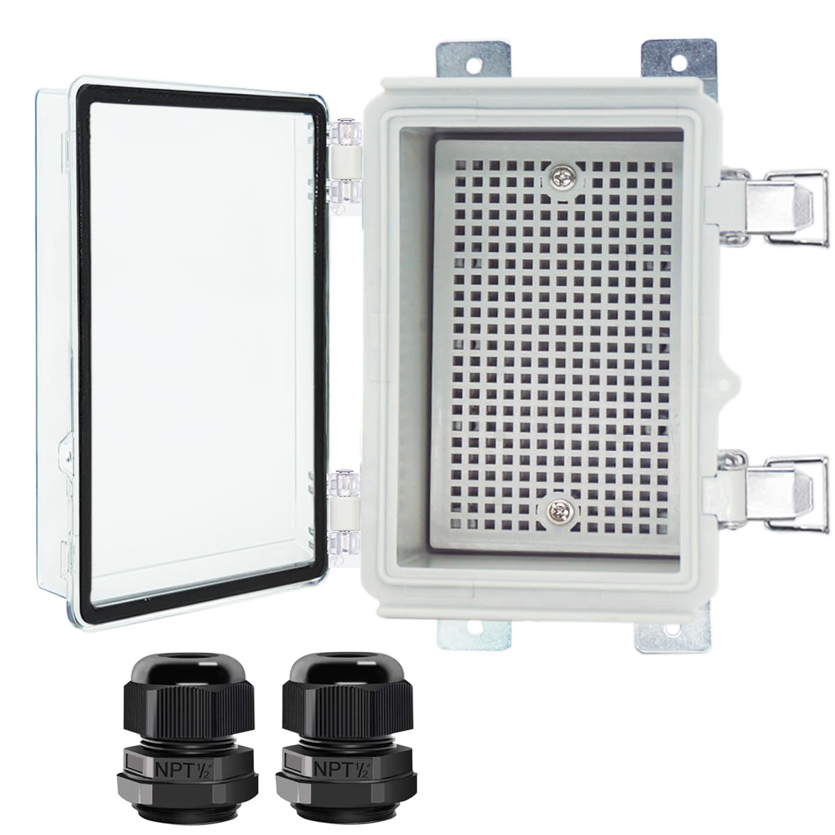 Junction Box,IP67 Waterproof Electrical Box Hinged Clear Cover Stainless Steel Latch Project Box Enclosure with Mounting Plate & Wall Bracket, Black 11.8 x 7.9 x 6.7inch(300x200x170mm) — Amazon image 31