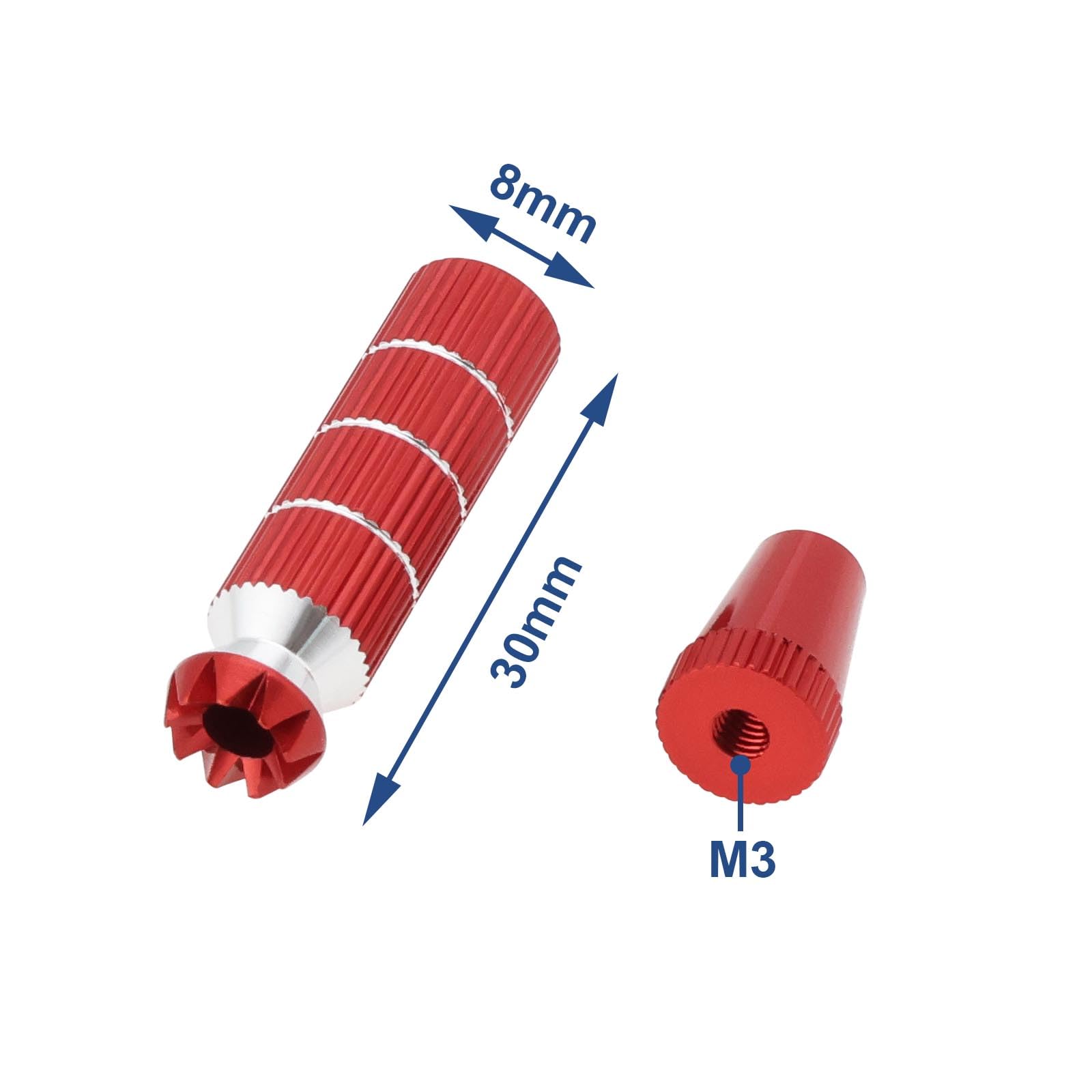 VGOL 2 Sets Aluminum Alloy RC Transmitter Stick Ends M3 Extended Joystick Controller Thumb Rocker Compatible with Futaba Compatible with Spektrum DX8 Red(30 x 8mm) - Image 4