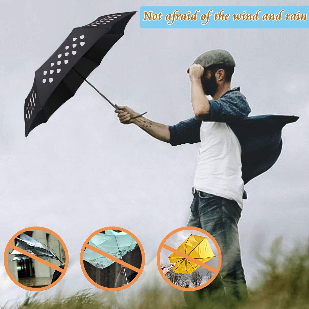 Vicloon Automatico Ombrello Pieghevole con 8 Canne Arcobaleno Gocce di Pioggia Portabilità Slip Modifica Umbrella Ombrello Pieghevole Un Black Magic