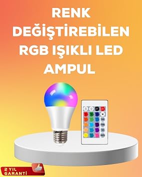 RGB Uzaktan Kumandal  LED Ampul 16 Renk A Kalite 2025 Model Orijinal