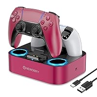 Vista 11 de NEWDERY for PS5 Controller Charger Station Compatible with Dualsense Edge, Fast Charging Dock Stand with Cable, Dual Charging Station for Negro