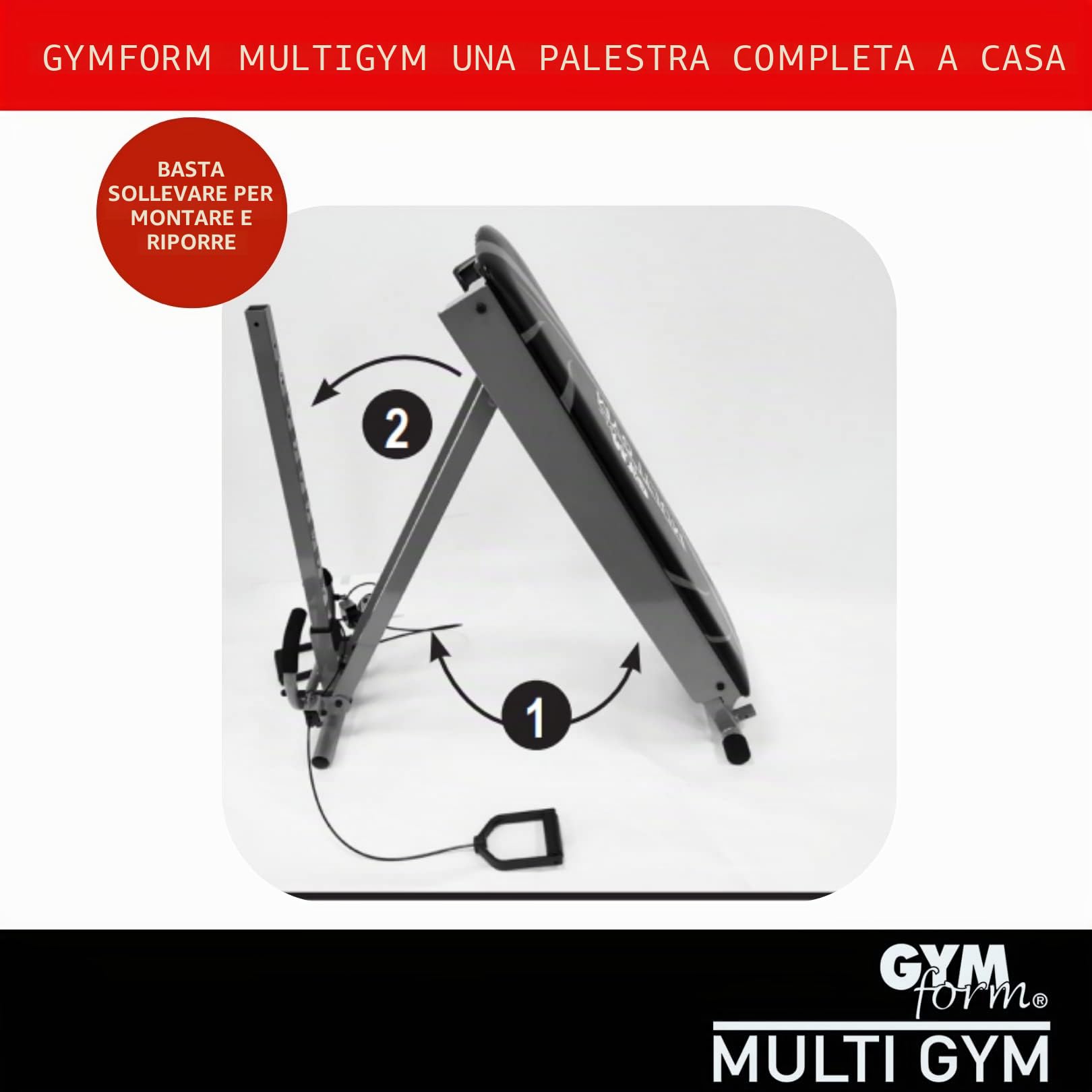 GYMFORM Macchina per Fitness Completa MULTI GYM, Pieghevole, Per la casa, Per il corpo, Più di 100 esercizi, Allenamento Total Body