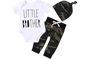 3-Piece Baby Boys' Camouflage Romper with Pants, Leggings, and Hat Set