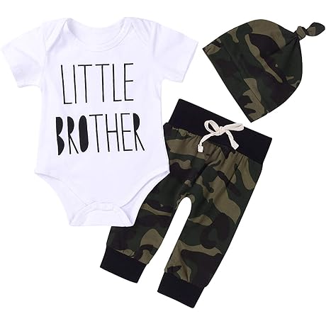 3-Piece Baby Boys' Camouflage Romper with Pants, Leggings, and Hat Set