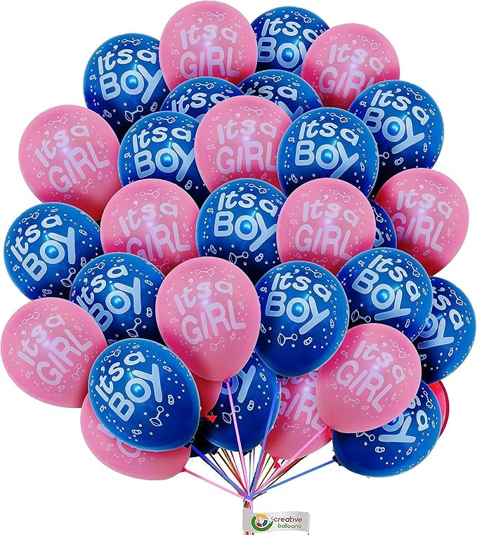 It's a Boy/It's a Girl 15-Pack Blue & Pink 12 Inch Latex Balloons | Perfect Gender Reveal Party Decorations & Baby Shower Decor Set