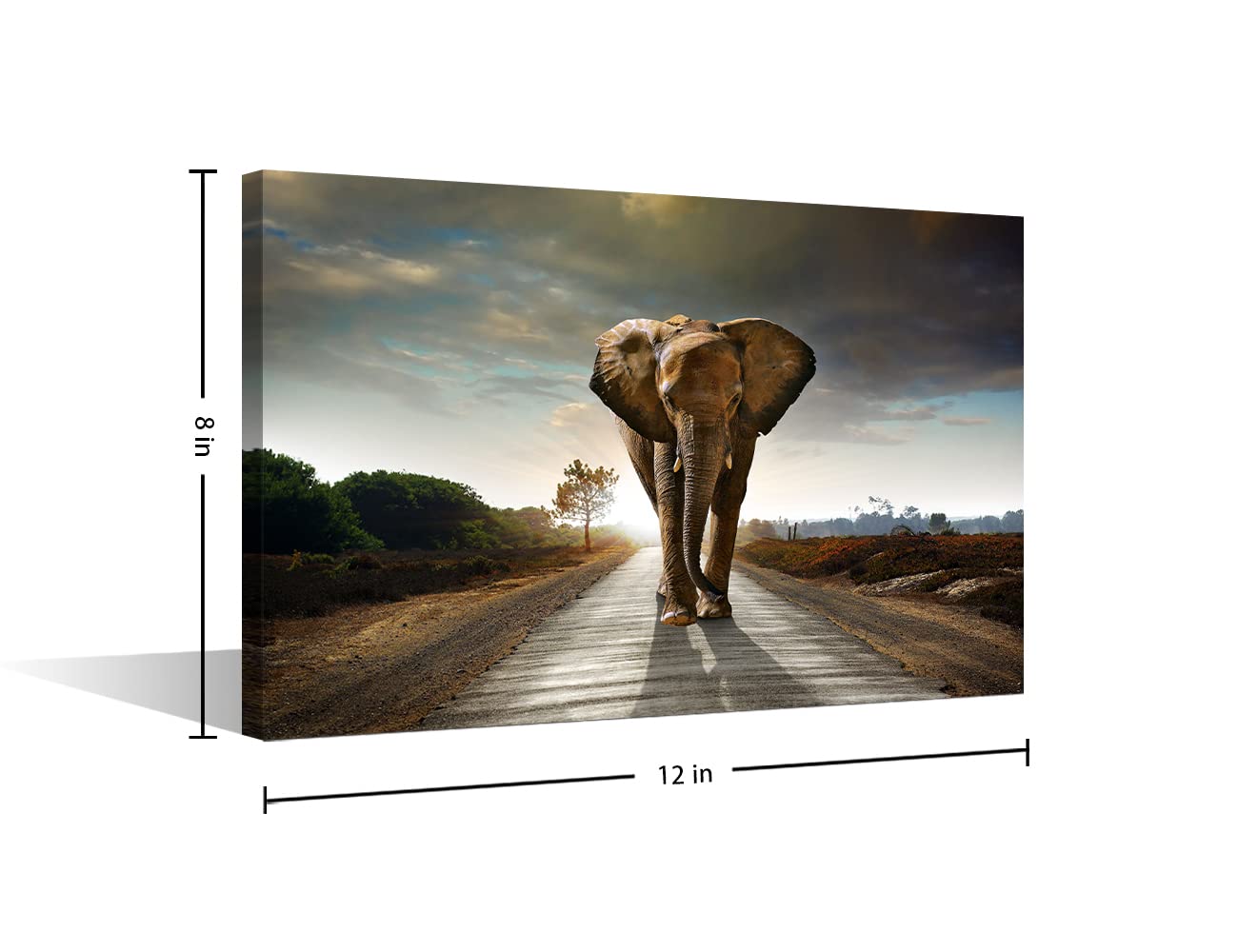 African Wild Elephant Landscape Decoration Art Abstract Painting Canvas Wall Art Canvas Pictures for Wall Bedroom Ready to Hang for Living Room Bedroom Home Decor Framed 8x12inch - Image 2