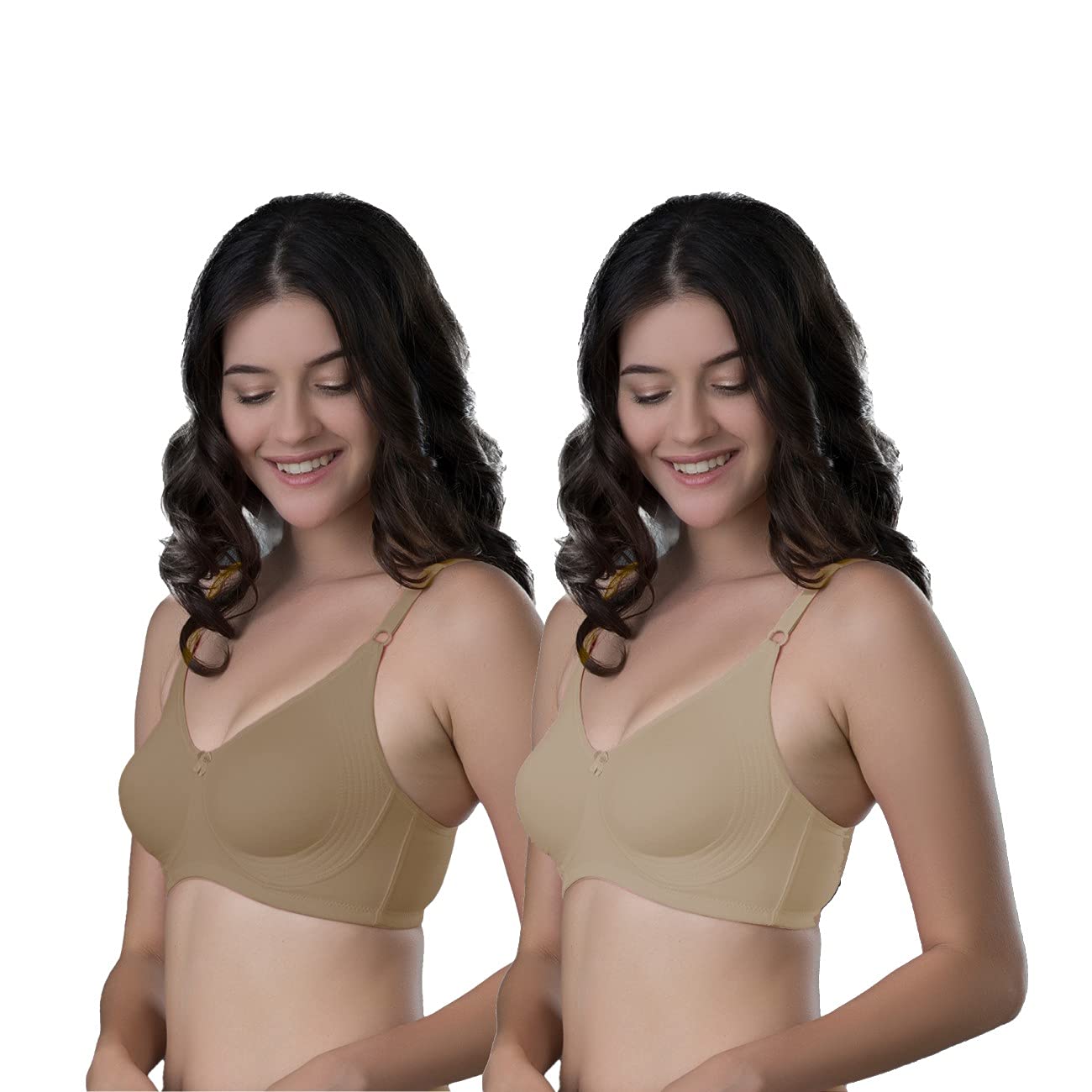 Intimacy Lingerie Bra for Women | Non-padded | Non-Wired | Full Coverage | Regular Bra | Cotton Bra for Women Daily Use | Side Support Shaper Panel and Adjustable Straps – ES02-2 Pieces