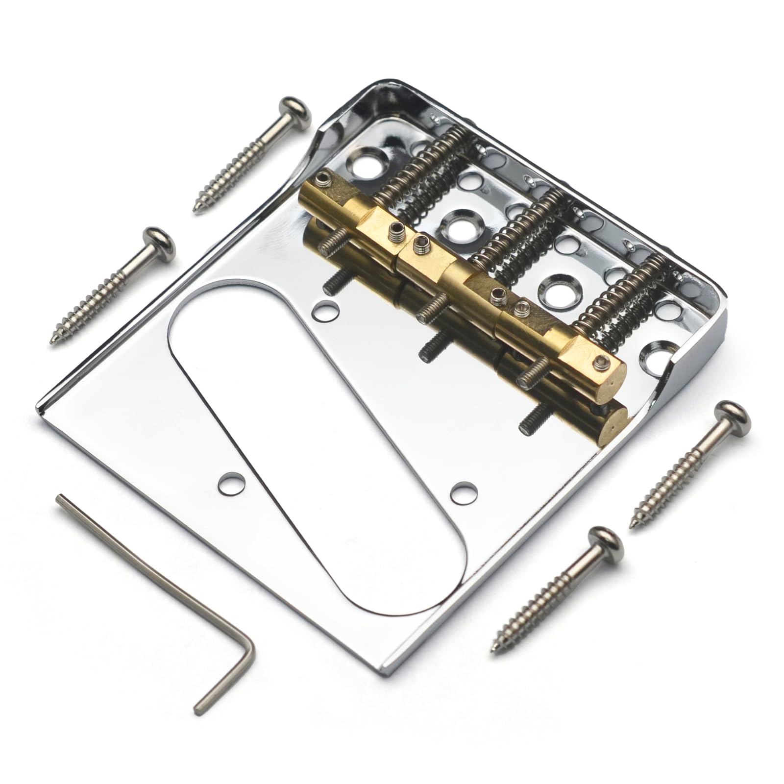 SAPHUE Dual Load Guitar Bridge with Cut-down Sides w/Compensated Brass Saddles for TL Guitar