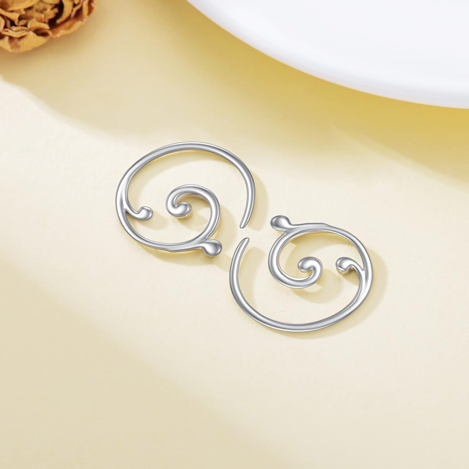 RMREWY Wave 925 Sterling Silver Pull Through Hoop Earrings for Women - Image 5