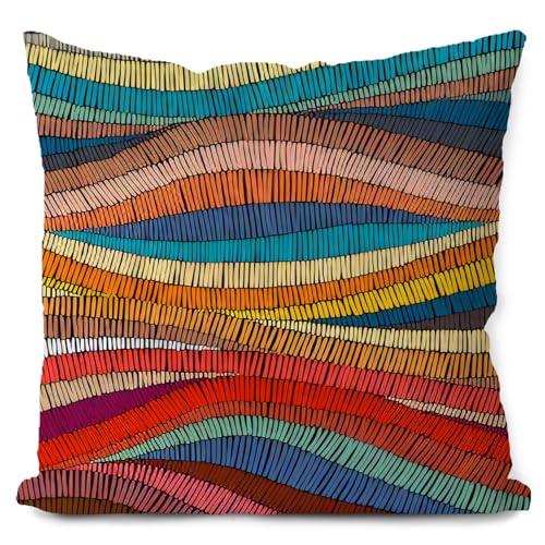 Likjad Boho Colorful Pillow Covers,mid Century Modern Decor Throw Pillow Covers 20x20, Bohemian Print Decor Pillow case,Rainbow Pillowcase,Bohemia Decorate for livingroom Bedroom