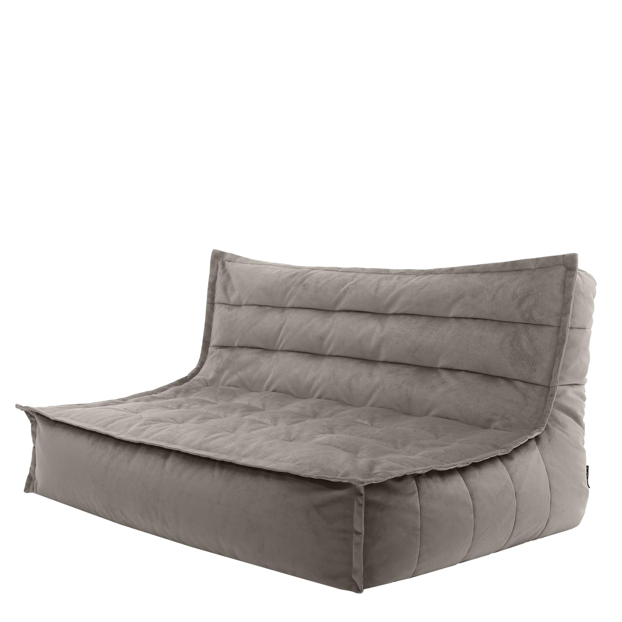 icon Kota Velvet Bean Bag Floor Sofa with Filling Included, 2 Seater, Grey