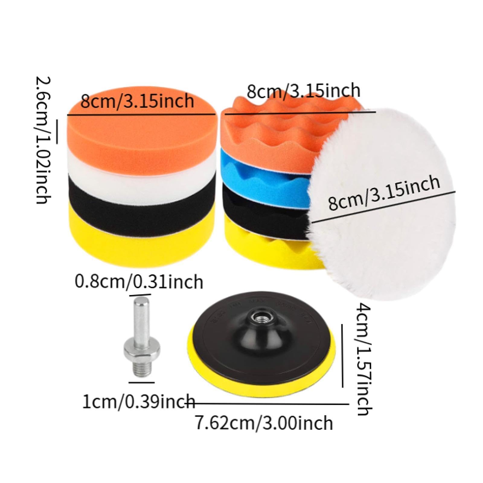 Kit di 6 Spugne Lucidanti per Auto Da 3 Pollici (7,6 Cm) per Detailing Auto, Barche, Camion E Automobili, 5 pezzi