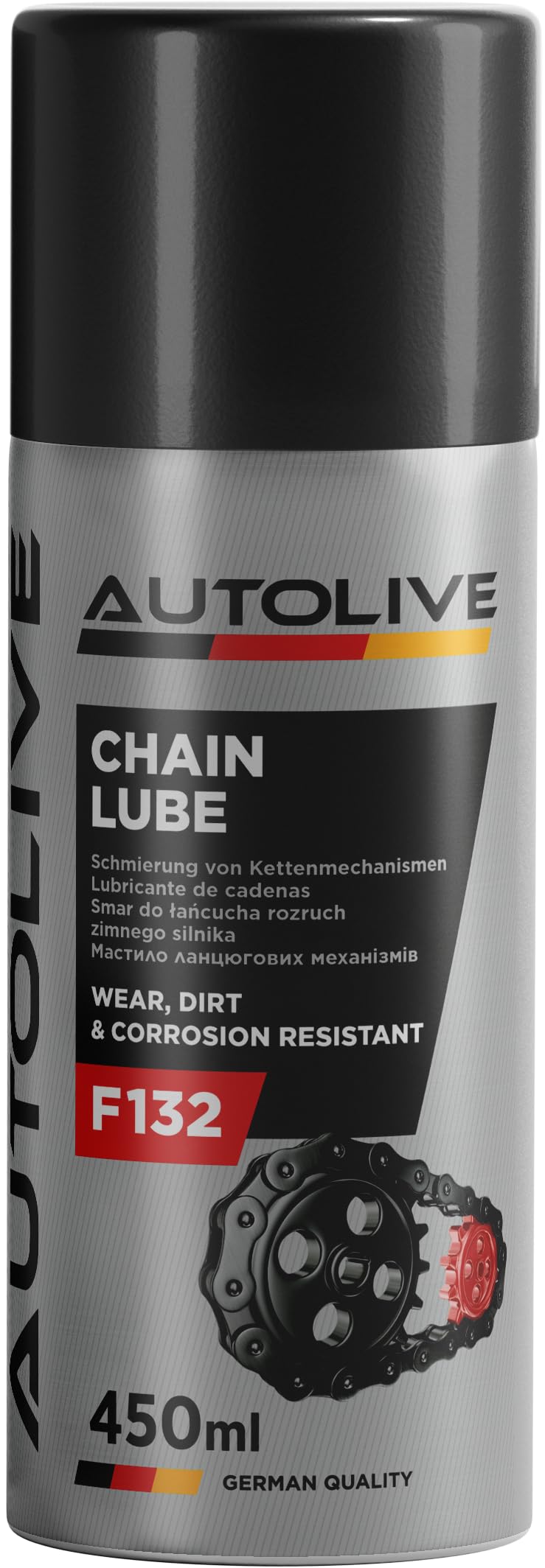 ProFusion Spray Lubricante de Cadenas Automóviles, Ejes, Motocicletas y Bicicletas- Totalmente Sintético - F132 Chain Lube 450 ml (6)