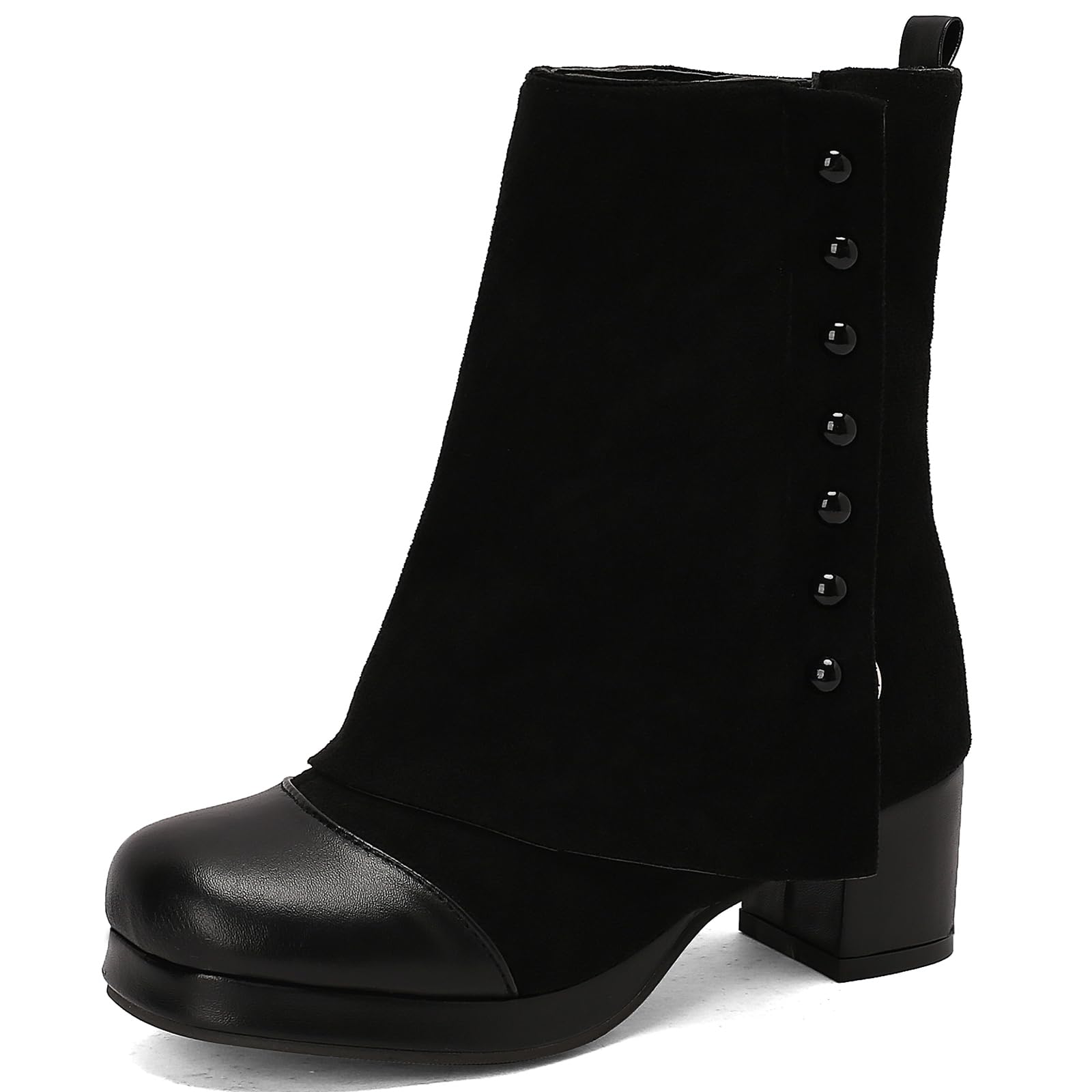 Fashion Block Heels Round Toe Platform Boots