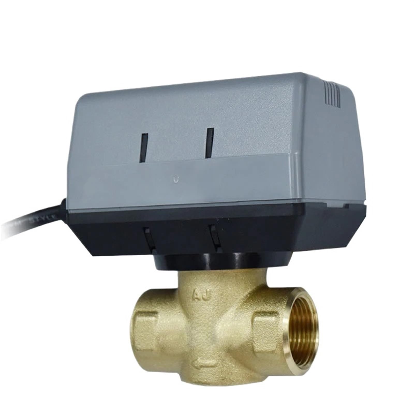 QRUYHBAJU 1/2'' 3/4'' 1'' Brass Motorized Globe Valve AC220V 2 Way Electric Shut-Off Valve with VC6013 Fan Coil(0.75 Inch)