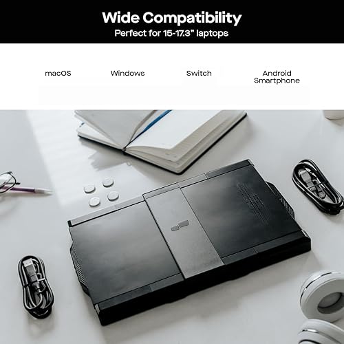 Miniatura 7 de Trio Monitor portátil de píxeles móviles de 14.1 pulgadas (versión 2024), monitor triple FHD IPS con soporte integrado, extensor de pantalla para