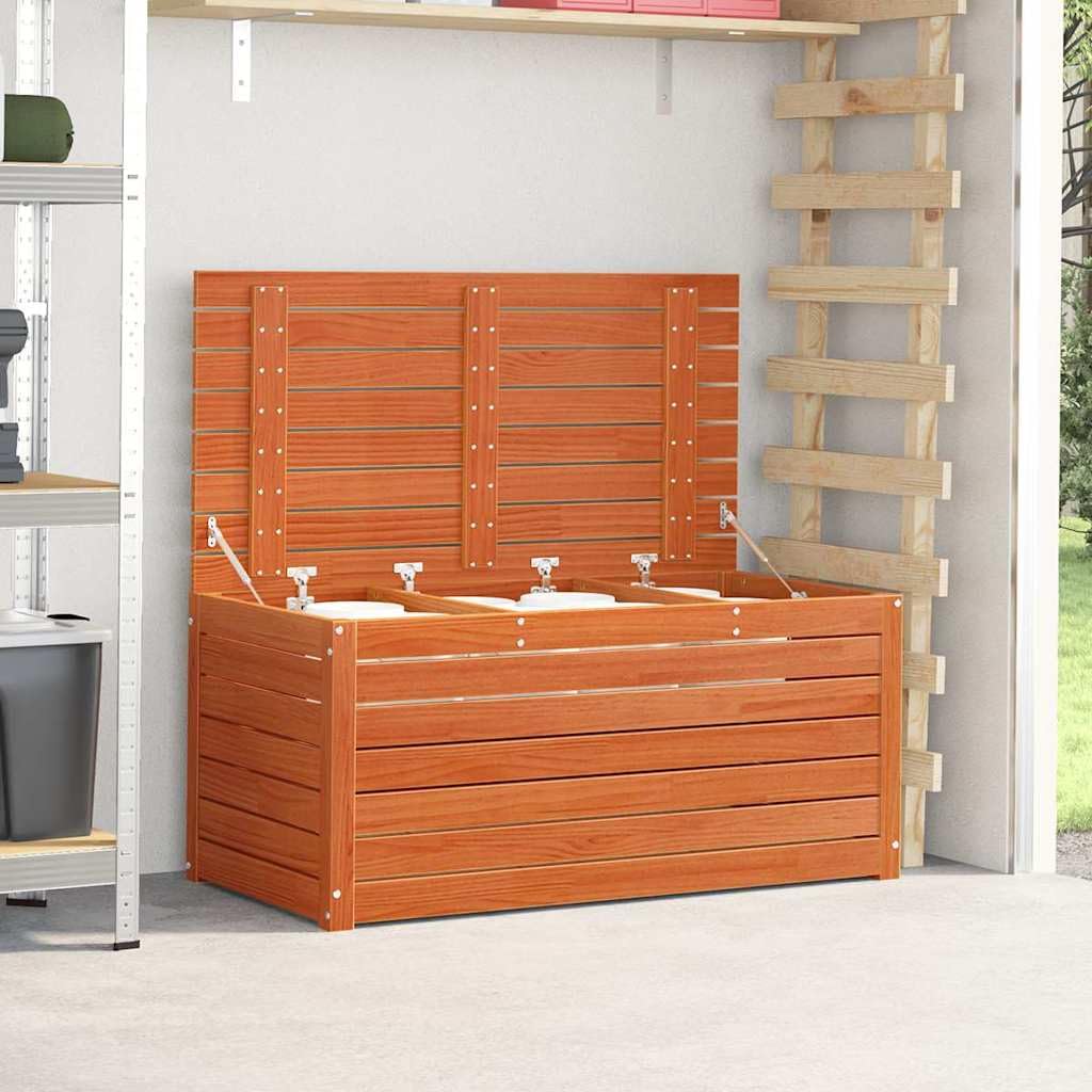 Scatola portaoggetti in legno marrone cerato, 101 x 50,5 x 46,5 cm, per giardino, balcone, terrazza, con spazio e cuscino, resistente alle intemperie, richiudibile