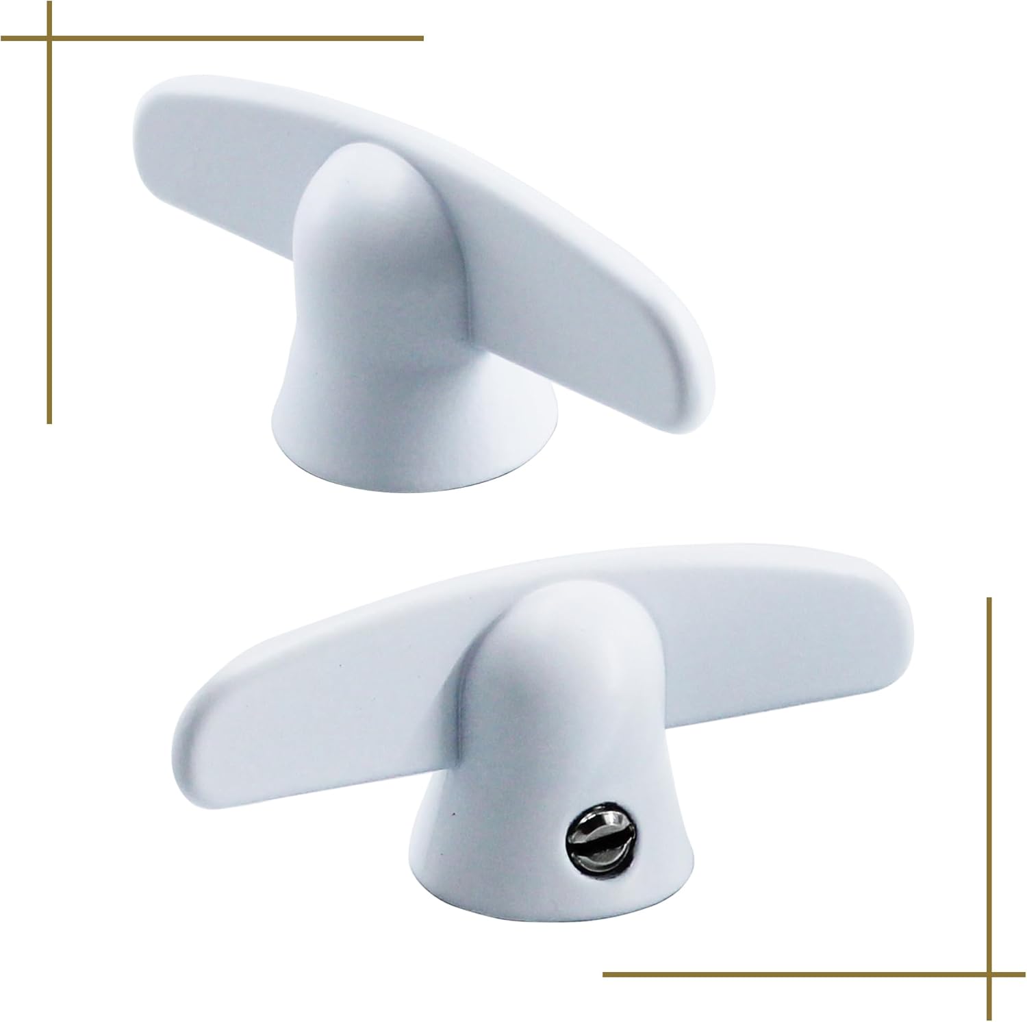 3/8" Butterfly Wing Nut T-Handle for Pella Window Crank,T-Crank Window Handle for Pella/Andersen Casement Window Crank (2 Pcs White)