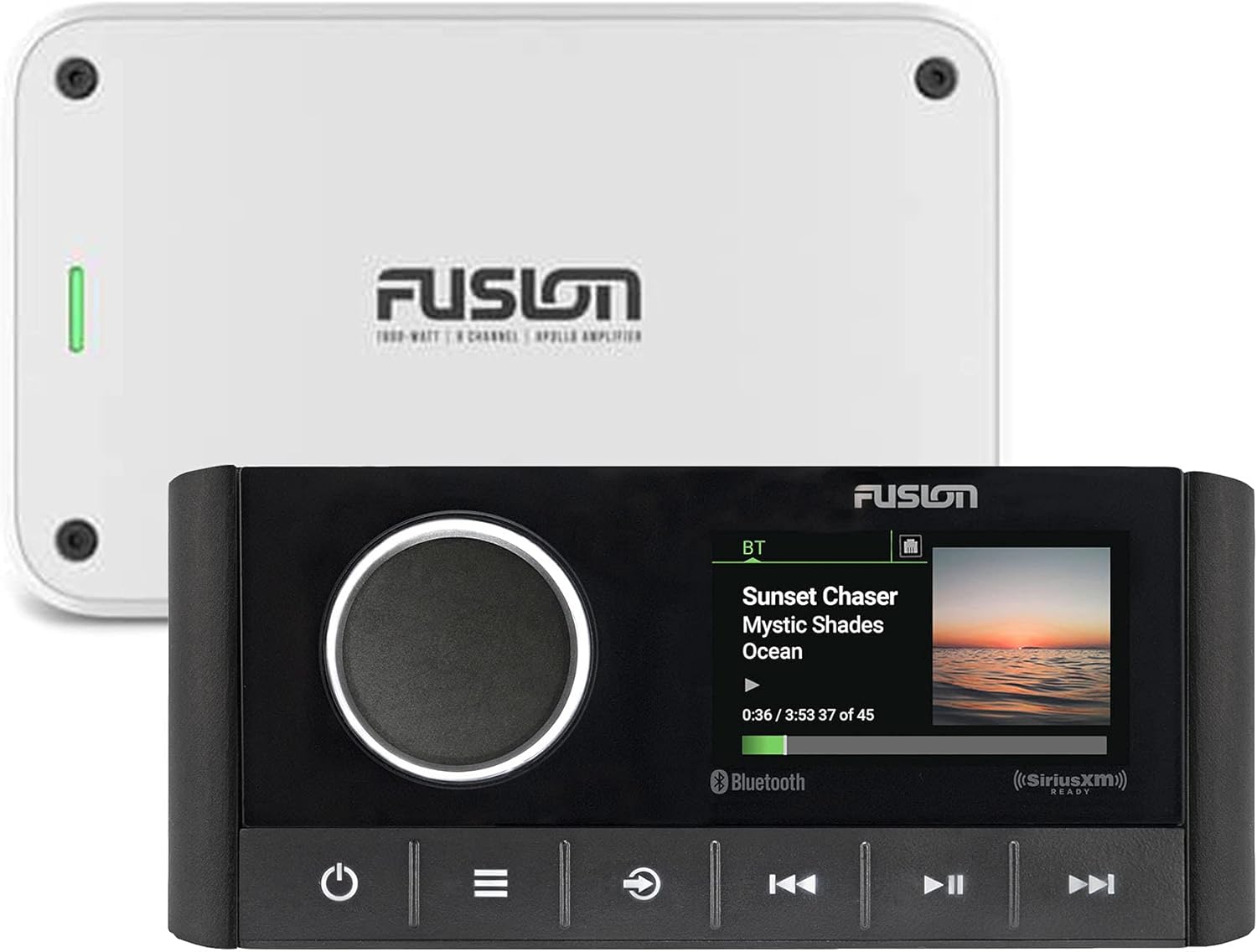 Fusion MS-RA670 Apollo Marine Entertainment System with Fusion MS-AP61800 Apollo 6 Channel Marine Amplifier