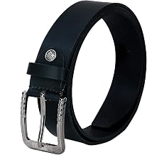 Leather World Mens Genuine Leather Belt Formal and casual Belt for Men - Black