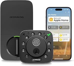 ULTRALOQ Bolt Fingerprint WiFi Smart Lock, Works with Apple Home, Siri, Alexa, Keyless Entry with Fingerprint ID, App Remote Control, Keypad Deadbolt, BHMA Cert., Easy Install, 10 Mo. Battery, Black