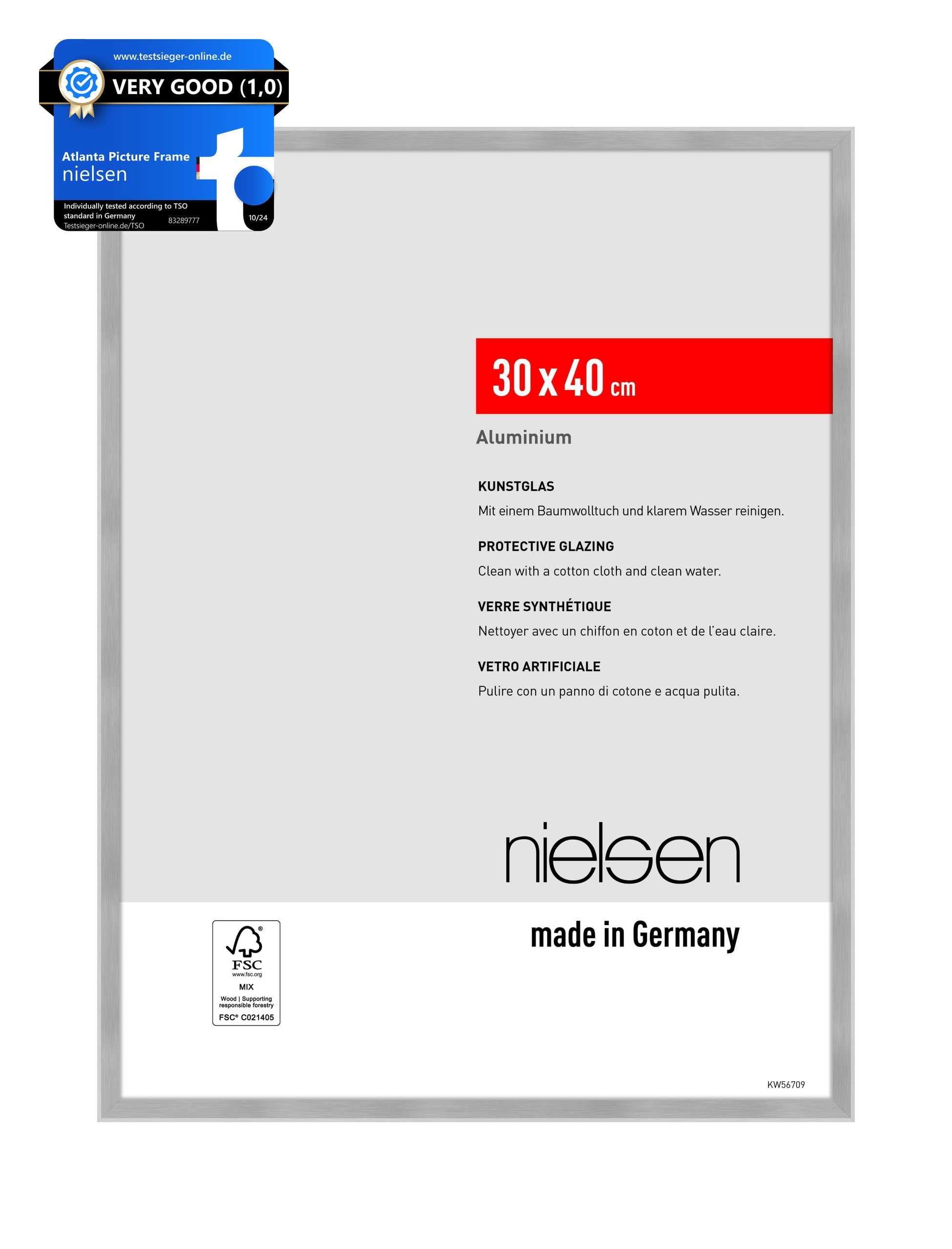nielsen marco de aluminio Atlanta, 30x40 cm, Estructura Plata Mate
