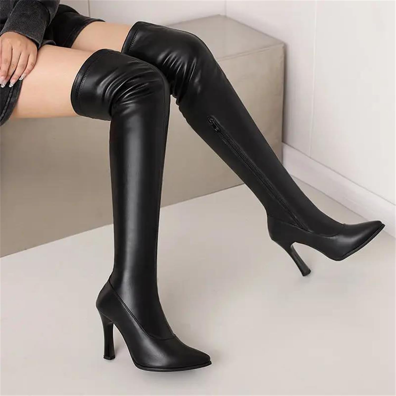Women's Over-The-Knee Boots Sexy Stretch Thigh High Fashion with A Pointed Toe and an Elegant High Stiletto Heel