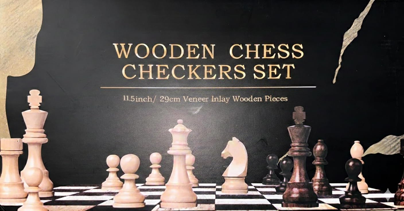 3-in-1 Wooden Chess Set – Foldable Chess, Checkers & Backgammon Board Game | Portable Travel Chess Board for Kids & Adults | Educational Strategy Game for Home, School & Family Game Night (Magnetic)