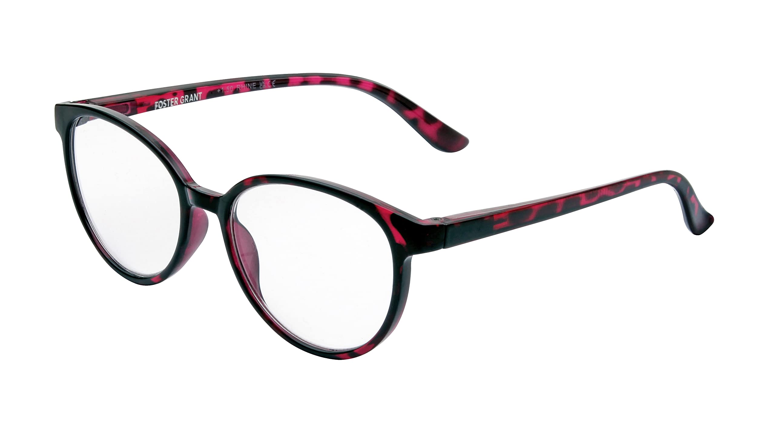 Foster Grant Rhine Reading Glasses for Women +2.00 - Round Frame made of Recycled Plastic with Spring Hinges & Scratch-Resistant Lenses - Image 2