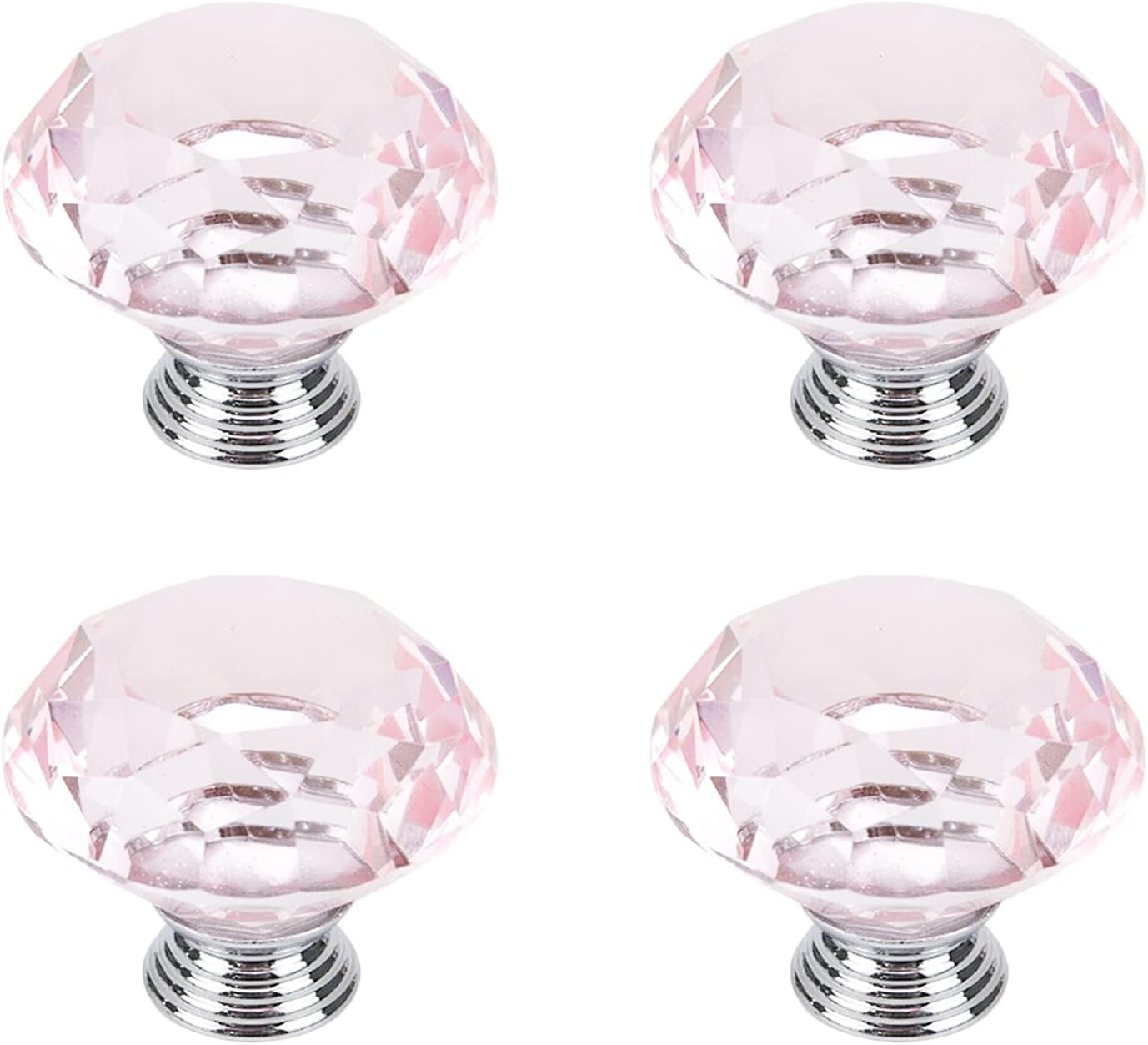 Xiaoyztan Drawer Knobs,40 mm Diamond Shaped Dresser Knob Crystal Glass Cabinet Knobs,Closet Cupboard Wardrobe Pulls Handle,Light Blue,Pack of 4