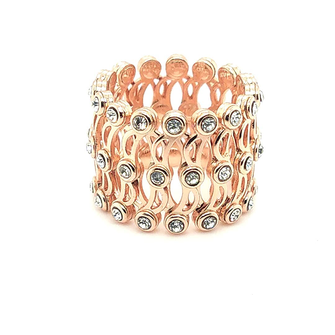 925 Sterling Silver Zircon Studded Ring Cum Bracelet |Adjustable Bracelet for Women & Girls (Rose Gold)-image-41